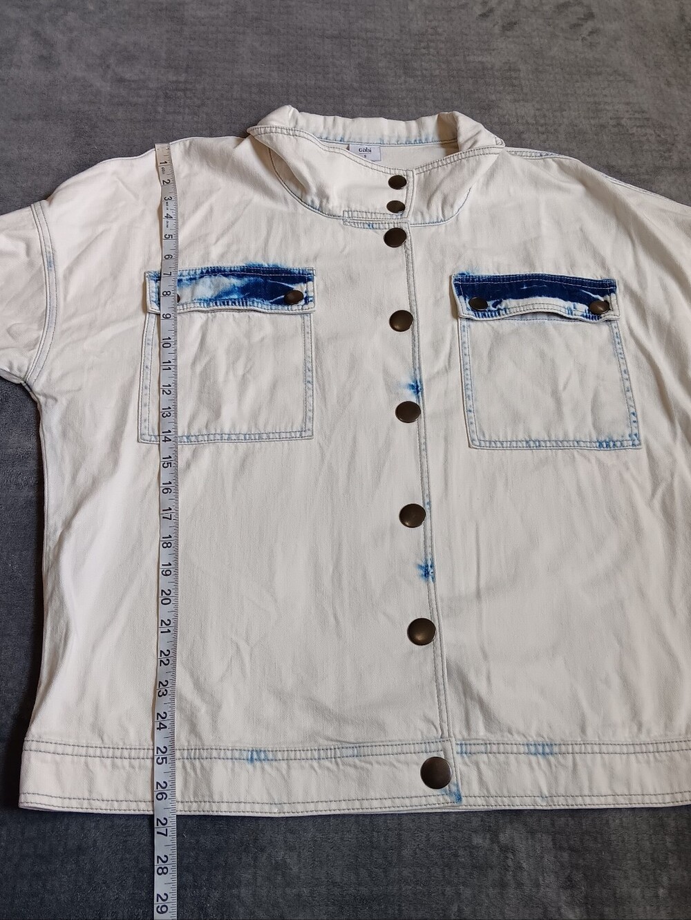 Cabi White, Blue, Button Front Utility Jacket Womens Size Small 100% Cotton - Picture 5 of 8